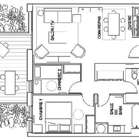 Apartement 6 Personen - Premium Apartment 63m² 2 Schlafzimmer + SPA Zugang + Handtücher und Bettwäsche + Terrasse + TV + LV