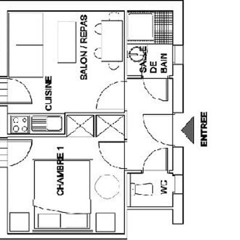 Apartement 2 Personen - Standard Apartment 30m² 1 Schlafzimmer + Handtücher und Bettwäsche + Terrasse + TV