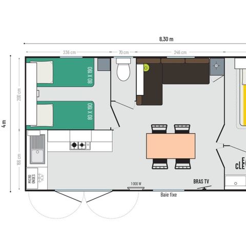 Mobilheim 4 Personen - MH Riviera suite 2Ch 4P