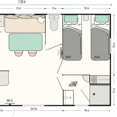 Mobilheim 4 Personen - MH Riviera suite TOP 2Ch 4P