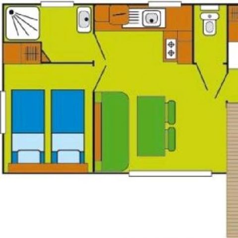 Mobilheim 5 Personen - Comfort | 2 Schlafz. | 5 Pers. | Einfache Terrasse | Klimaanlage