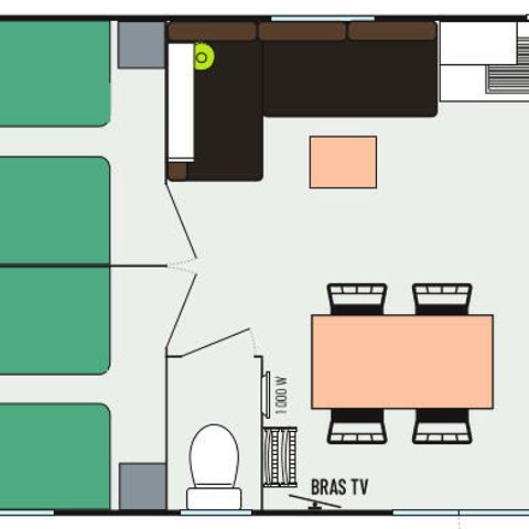 Mobilheim 6 Personen - 4 Zimmer + TV