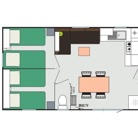 Mobilheim 6 Personen - LOISIRS - 3 Schlafzimmer - TV