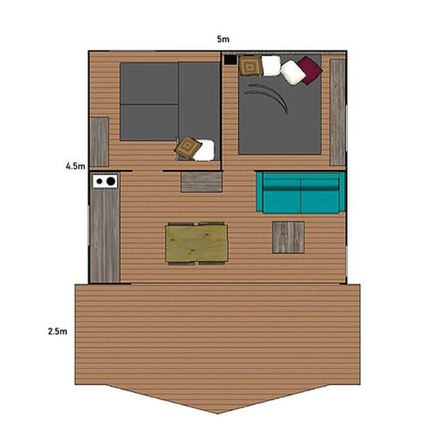 Zelt 5 Personen - Zelt Lodge Riada 5P 2Zi - ohne Sanitäranlagen