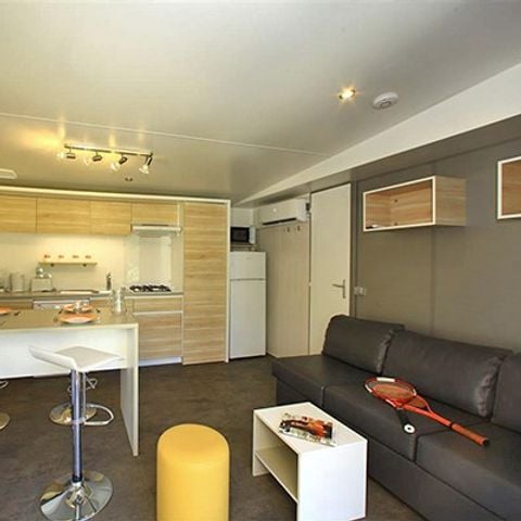 Mobilheim 4 Personen - Ultimate | 2 Zi. | 4 Pers. | Einfache Terrasse | 2 Bad | Klimaanlage | TV