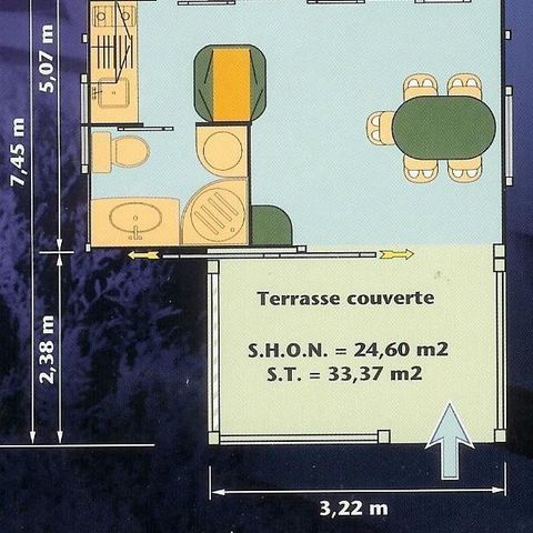 Chalet 5 Personen - Chalet Confort 25m² (2 Zimmer) + überdachte Terrasse 5 Pers.