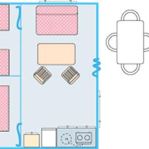 Mobilheim 6 Personen - Bungalow Funflower Standard 25m² (2 Schlafzimmer) - ohne private Sanitäranlagen 4/5 pers.