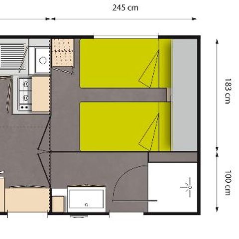 Mobilheim 4 Personen - Mobilheim Confort 23/27m² - 2 Schlafzimmer - überdachte Terrasse + TV 4 pers.