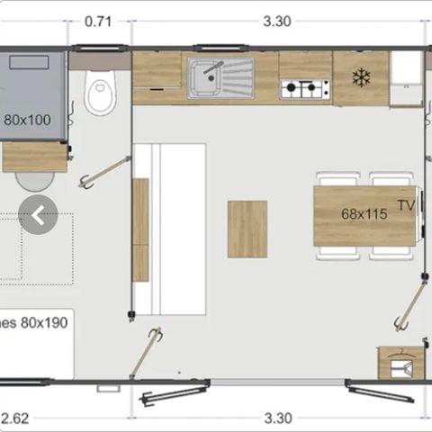 Mobilheim 4 Personen - Olivier (2023), 2 Schlafzimmer 2 Badezimmer, großes Wohnzimmer (tv), Terrasse, wifi