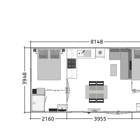 Mobilheim 4 Personen - Premium 2 ch klimatisiert