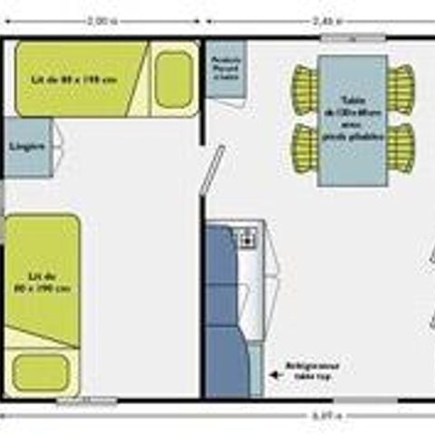 Mobilheim 4 Personen - Ohne Bad, mit WC