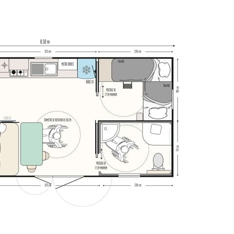 Mobilheim 4 Personen - Confort 31m² - 2 Zimmer + halbüberdachte Terrasse PMR