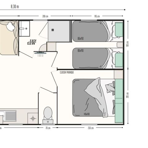 Mobilheim 4 Personen - Loggia Bay 2 Schlafzimmer