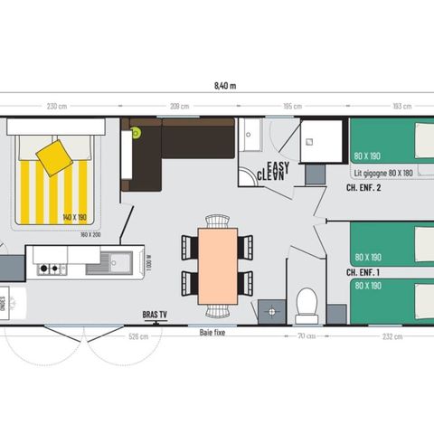 Mobilheim 6 Personen - Riviera 3 Schlafzimmer