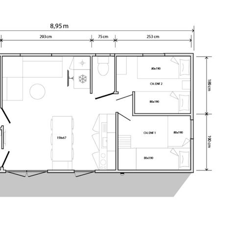 Mobilheim 6 Personen - 3 Zimmer O'Hara 884