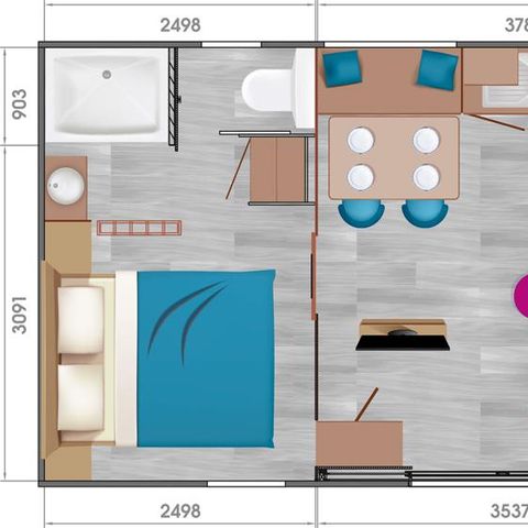 Mobilheim 4 Personen - Lodge "Les Voiles" Premium - 2 Zimmer