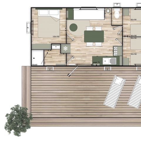 Mobilheim 6 Personen - Homeflower Premium 35 m²