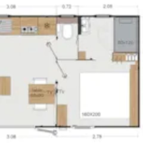 Mobilheim 2 Personen - Premium 22 m² 1 Zimmer + Terrasse 17m² + TV + LV + Klimaanlage + Plancha