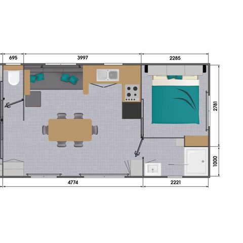 Mobilheim 6 Personen - PRIVILEGE 3 ZIMMER 6 PERS