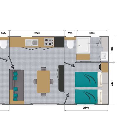 Mobilheim 4 Personen - PREMIUM 2 ZIMMER 4 PERS