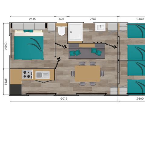 Mobilheim 6 Personen - 34m² 3 Zimmer 6pers