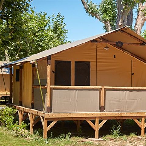 SafariZelt 5 Personen - Super Lodge Zelt | 2 Schlafz. | 4/5 Pers. | 1 Bad | TV