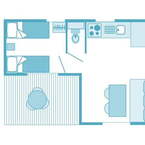 Mobilheim 4 Personen - Prestige 32m² 2 Schlafzimmer - klimatisiert