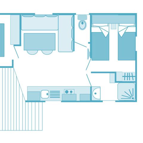 Mobilheim 5 Personen - Prestige 32m² 2 Schlafzimmer - Klimaanlage