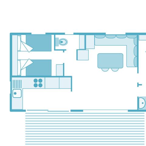 Mobilheim 5 Personen - Prestige Plus 32m² 2 Schlafzimmer - klimatisiert