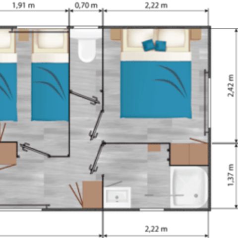 Mobilheim 4 Personen - Komfort + 2 CH 4 Pers.