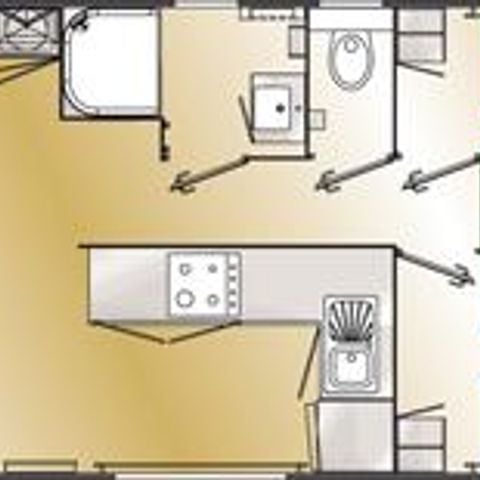 Mobilheim 6 Personen - Komfort + 3 CH