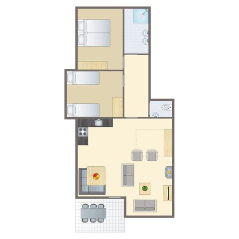 Apartement 6 Personen - 6-Personen-Ferienwohnung