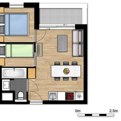 Apartement 5 Personen - Komfort | Schlafzimmer - Schlafbereich (max. 2 Erwachsene)