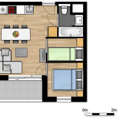 Apartement 5 Personen - Komfort | Schlafraum - Schlafbereich (max. 3 Erwachsene)