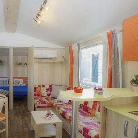 Mobilheim 6 Personen -  Comfort | 3 Schlafz. | 6 Pers. | Erhöhte Terrasse | TV