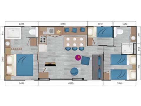 Mobilheim 6 Personen - TAOS - 3 Schlafzimmer - 2 Badezimmer