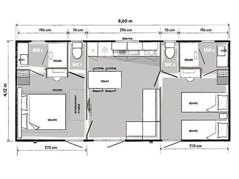 Mobilheim 5 Personen - Premium