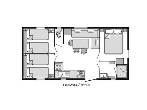 Mobilheim 6 Personen - Venezia Komfort 6 Plätze 3 Zimmer TV Geschirrspüler Klimaanlage