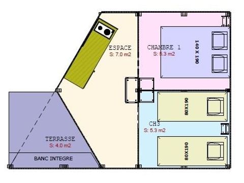 Bungalowzelt 4 Personen - 2 Zimmer - ohne Sanitäranlagen