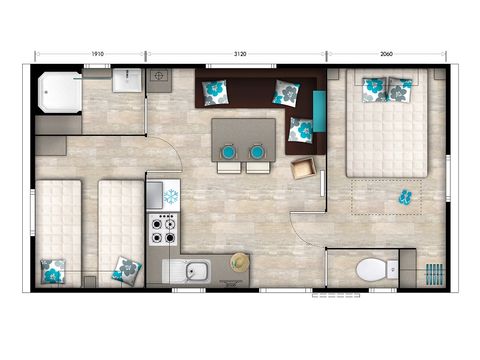 Mobilheim 5 Personen - AUTHENTISCH - TV - PLANCHA