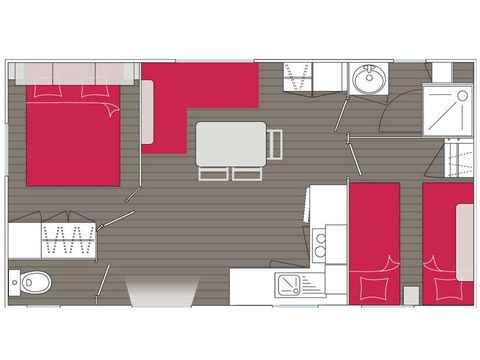 Mobilheim 4 Personen - Océane CONFORT -2 Schlafzimmer 27m²- *Klima, Terrasse, TV*.