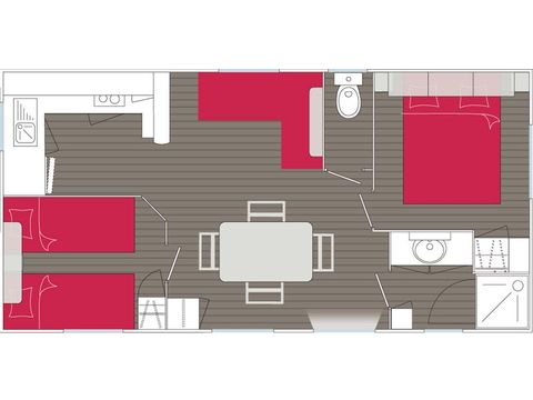 Mobilheim 4 Personen - Savanah CONFORT -2 Schlafzimmer 30m²- *Klima, Terrasse, TV*.