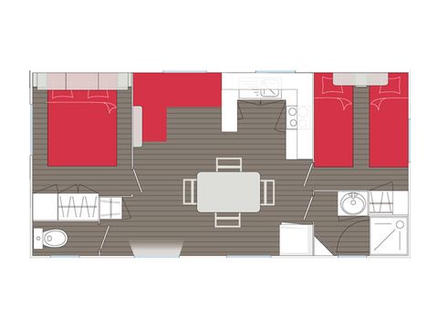 Mobilheim 4 Personen - Florès CONFORT -2 Schlafzimmer 30m²- *Klima, Terrasse, TV*.