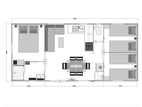 Mobilheim 6 Personen - Komfort Premium 3 Zimmer