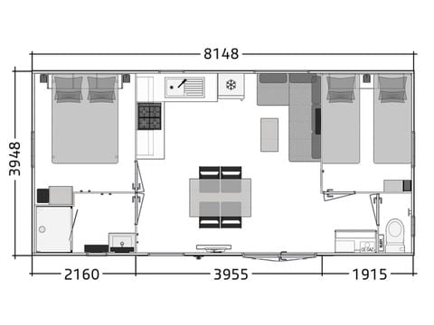 Mobilheim 4 Personen - Komfort Premium 2 Zimmer