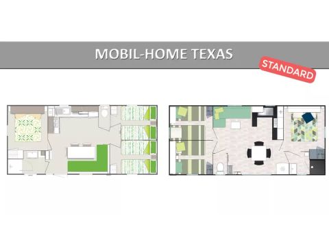 Mobilheim 8 Personen - Texas Standard 4 Zimmer 6/8 Personen Klimatisiert + TV