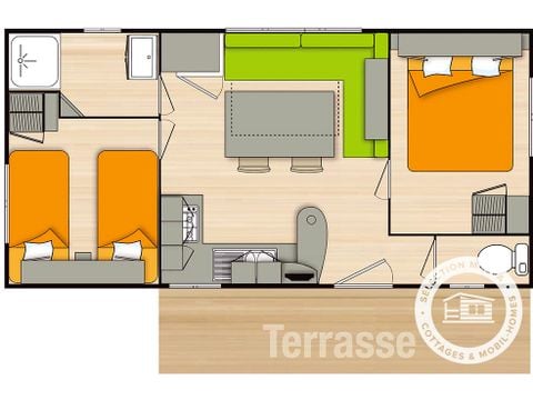 Mobilheim 6 Personen - Komfort 3-Zimmerwohnung 4/6 Plätze,