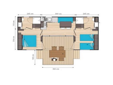 Mobilheim 4 Personen - PRESTIGE PATIO