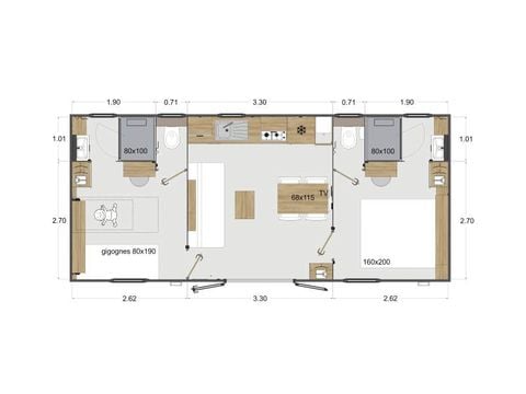 Mobilheim 4 Personen - MH Premium 2ch 4 pers mit Klimaanlage