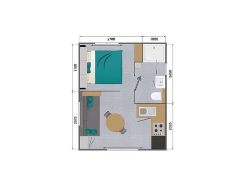 Mobilheim 2 Personen - Komfort - 1 Zimmer